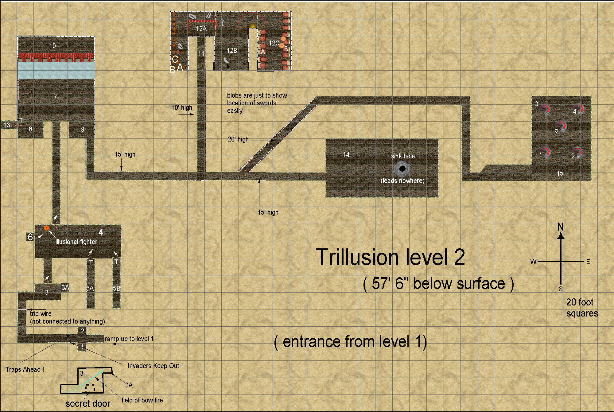 map of Trillusion Castle,  level 2, 450 x 300